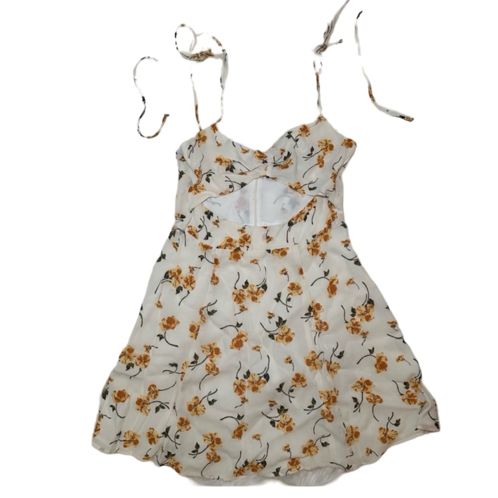 Reformation Floral Mini Dress - White and Orange